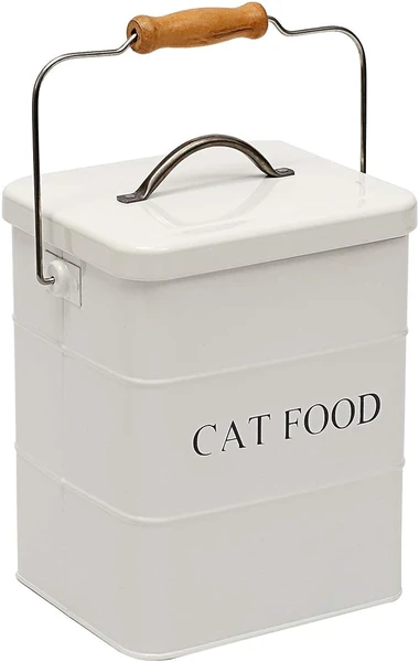 Geyecete Boîtes pour nourriture et friandises animaux -Conteneur Croquette Chat -Couvercles en hermétiques -Acier carbone revêtu - 6Lnourriture Boîtes de rangement-Blanc