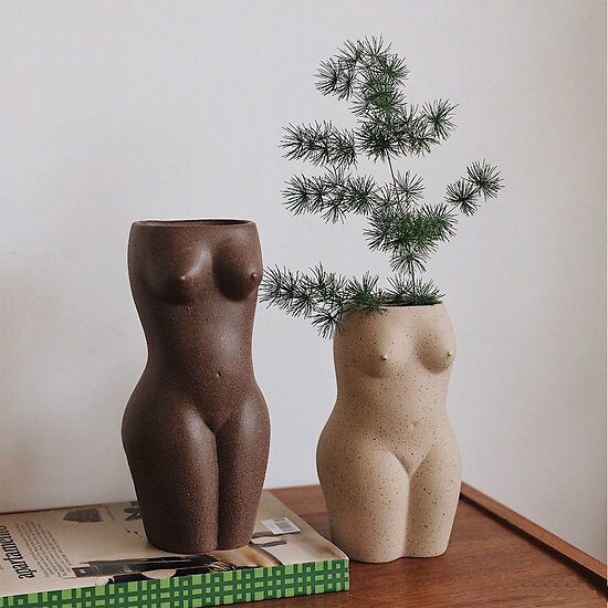Vase corps femme body doiy petit - blanc/beige