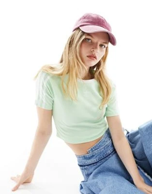 adidas Originals - T-shirt court à trois bandes - Vert pastel