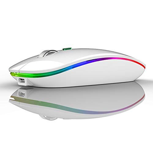 Uiosmuph G12 Souris sans Fil, Slim Ordinateur Portable Optique Wireless Mouse avec récepteur Nano Souris USB pour PC/Tablet/Laptop (Blanc)