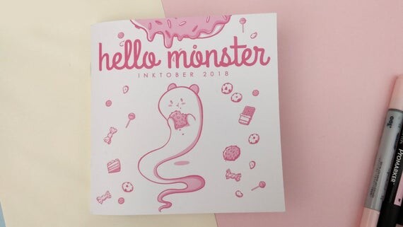 Hello Monster - Inktober 2018 - Zine - Art Zine - Collection of cute and kawaii illustrations - kawaii illustrations - cute art - kawaii art