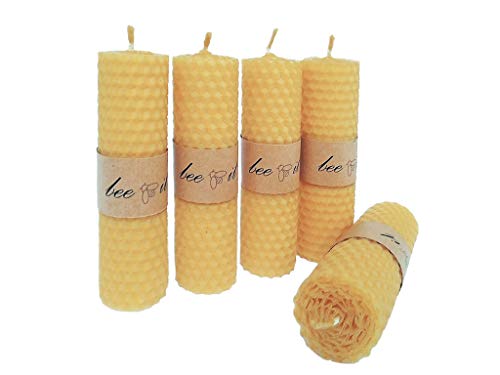 Bougie Cire D'abeille Naturelle BeeIT Lot De 5 Bougies Piliers En Cire D'abeille Pure Roulées à La Main Avec Cire D'abeille Cire Pour Bougie - 9