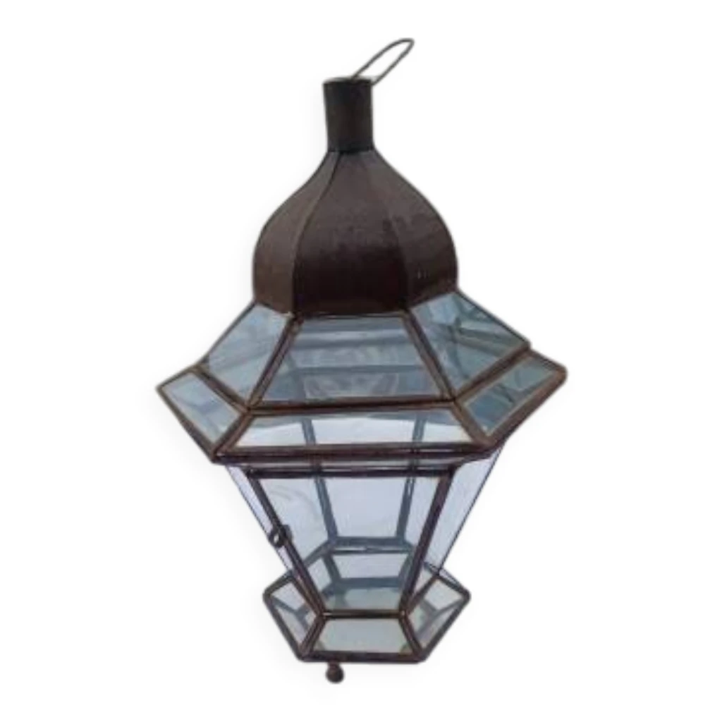 Lampe suspension métal et verre