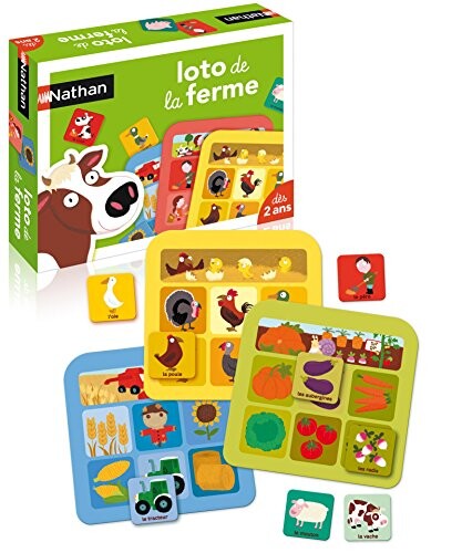 Nathan - Loto de la Ferme - Découvrir la Vie à la Ferme et les Animaux - Jeu Educatif - A Jouer Seul ou en Famille - Pour Enfants dès 2 ans