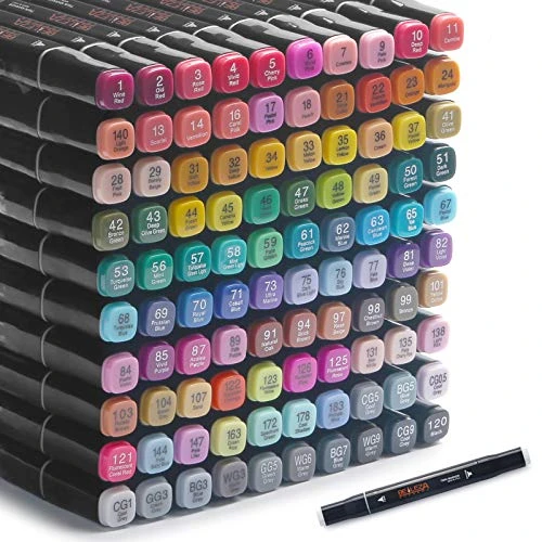 100 couleurs marqueurs d'alcool marqueurs d'art permanents à deux pointes stylo pour enfants et adultes, marqueurs de croquis de stylo surligneur à base d'alcool pour la peinture, la coloration