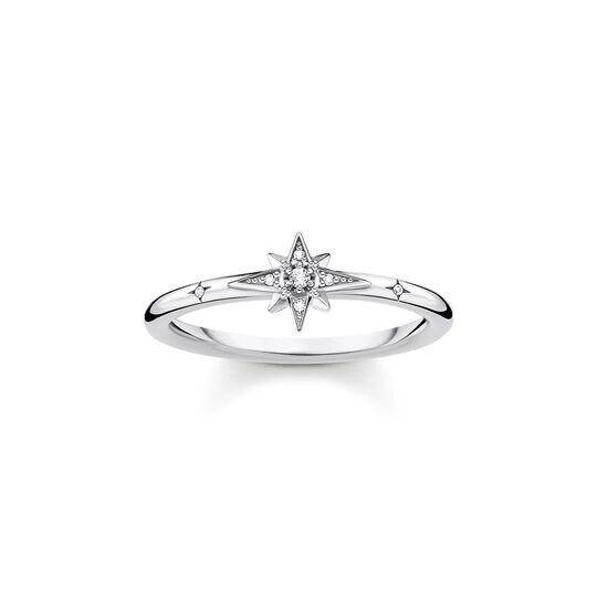 Bague étoile pierres argent 