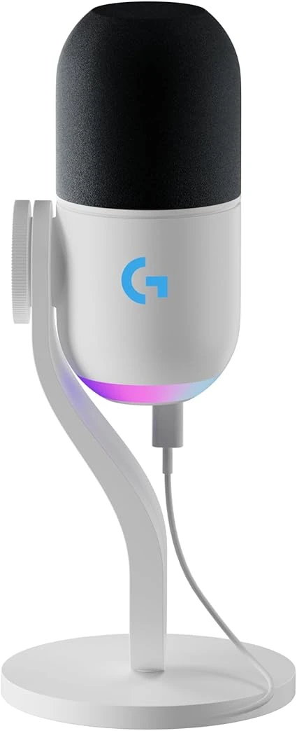 Logitech G Yeti GX Microphone Gaming RVB Dynamique avec LIGHTSYNC, USB prêt à l’Emploi pour Streaming, supercardioïde, pour PC/Mac - Blanc