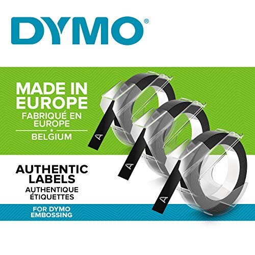 Dymo Ruban de Marquage 3D 9 mm x 3 m - Blanc sur Noir (Lot de 3)