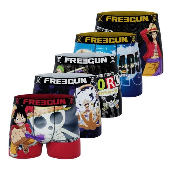 Lot de 5 Boxers Microfibre garcon One Piece Luffy, Roronoa Zoro Imprimé | FREEGUN