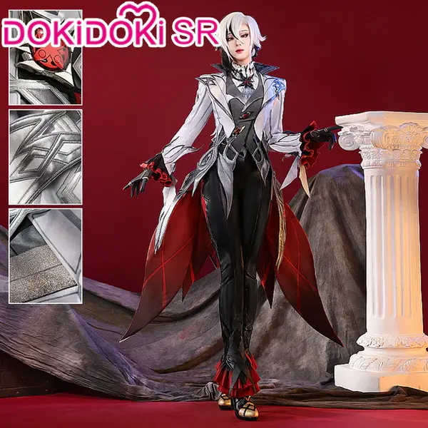 【Size S-2XL】DokiDoki-SR Game Genshin Impact Fontaine Fatui Harbinger Cosplay The Knave Arlecchino Costume / Shoes