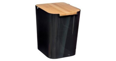 Poubelle à Couvercle Bambou "Natureo" 5L Noir