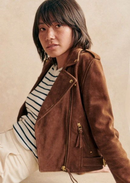 Veste Zig - Daim Camel - Cuir de chèvre - Sézane