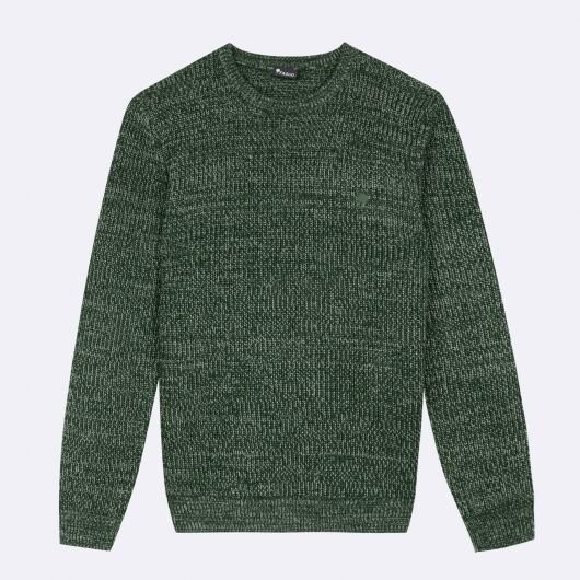 PULL COL ROND EN LAINE VERT FONCÉ