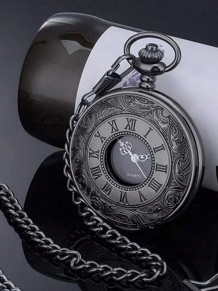 1 PiÃ¨ce Collier Pendentif Montre De Poche Ã Chiffres Romains Unisexe Collier Vintage Montre De Poche Avec Couvercle Rabattable