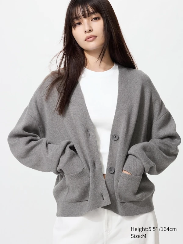 Cardigan en coton doux (Col V) pour Femme | UNIQLO FR
