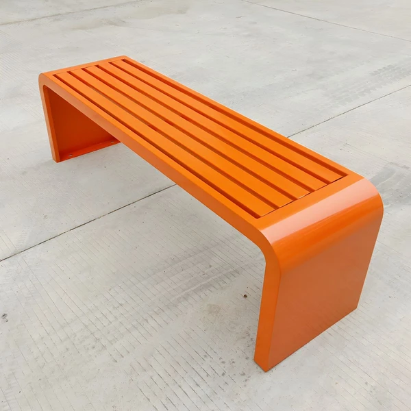 Banc de parc en acier inoxydable industriel sans bras ni dossier, plusieurs couleurs - Orange L 100 x l 40 x H 45 cm Bancs d'extérieur