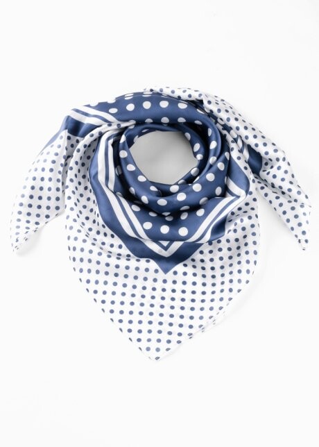 Foulard blanc cassé/indigo à pois 