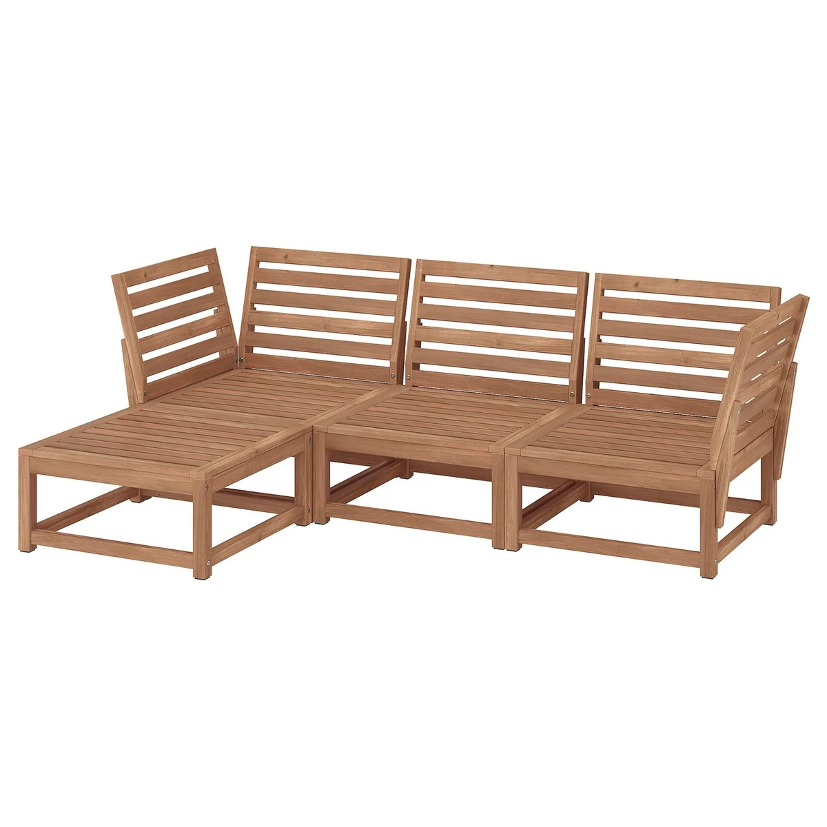 NÄMMARÖ Canapé 3 places modulable extérieur - avec repose-pied teinté brun clair 210 cm