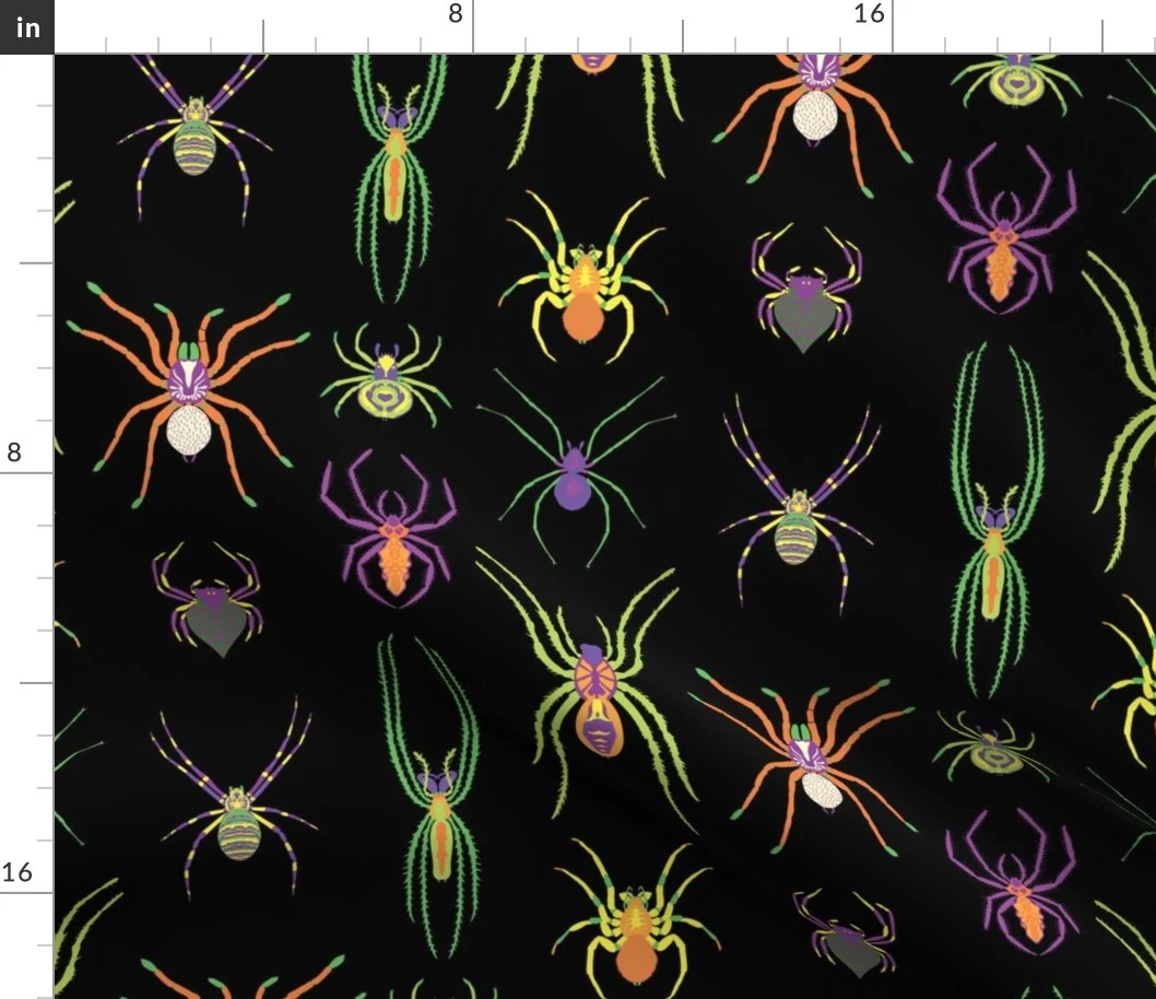 pop art spiders for halloween Fabric | Spoonflower