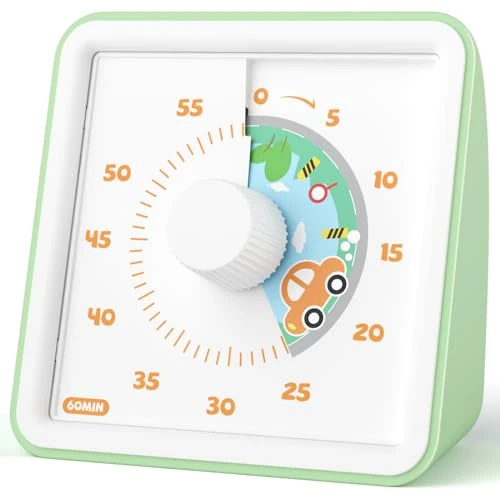 LIORQUE Minuteur Visuel Timer Enfant, 60 Minutes Chronometre Enfant et Compte à Rebours pour Enfants et Adultes, Silencieux Outil de Gestion du Temps pour Cuisine, Classe, Réunions (Bleu Acier)