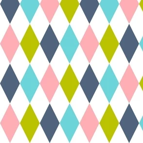 Harmonious Harlequins - Blue, Teal, Fabric | Spoonflower
