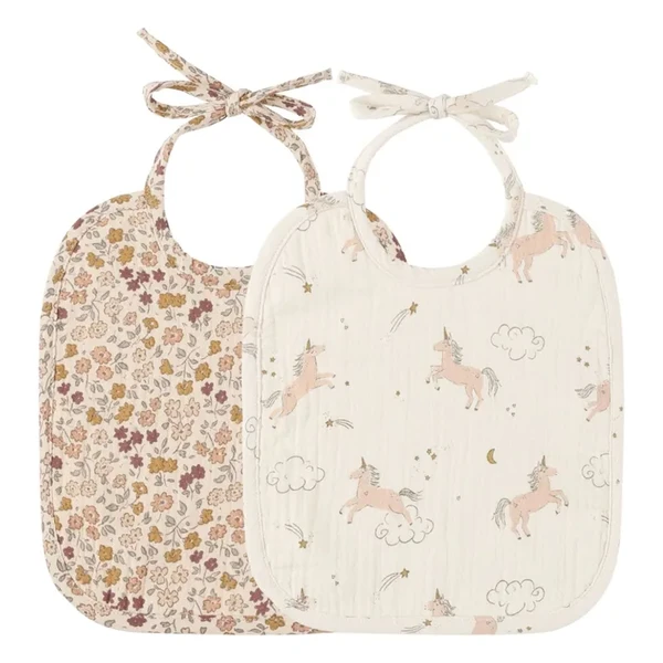 Lot 2 Bavoirs Gaze de Coton | Ecru