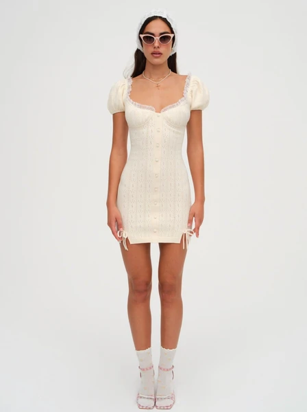Daniela Knit Mini Dress — Ivory