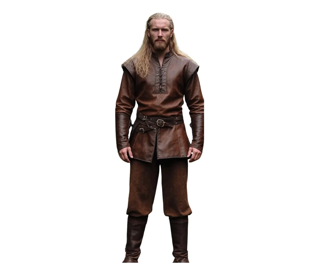 The Emerald Ranger Woodland Hero - Pure Dark Brown Leather Ren Fair Tunic - Handmade Leather Medieval Leather Renaissance Jacket - Dungeons And Dragons Cosplay Costume