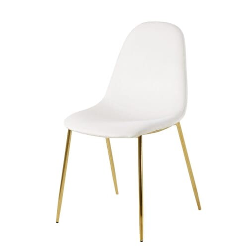 Chaise style scandinave en velours blanc et métal doré | Maisons du Monde
