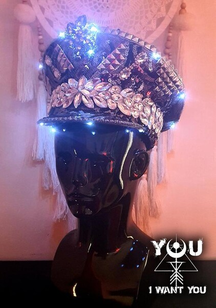 Rhinestone Led military cap