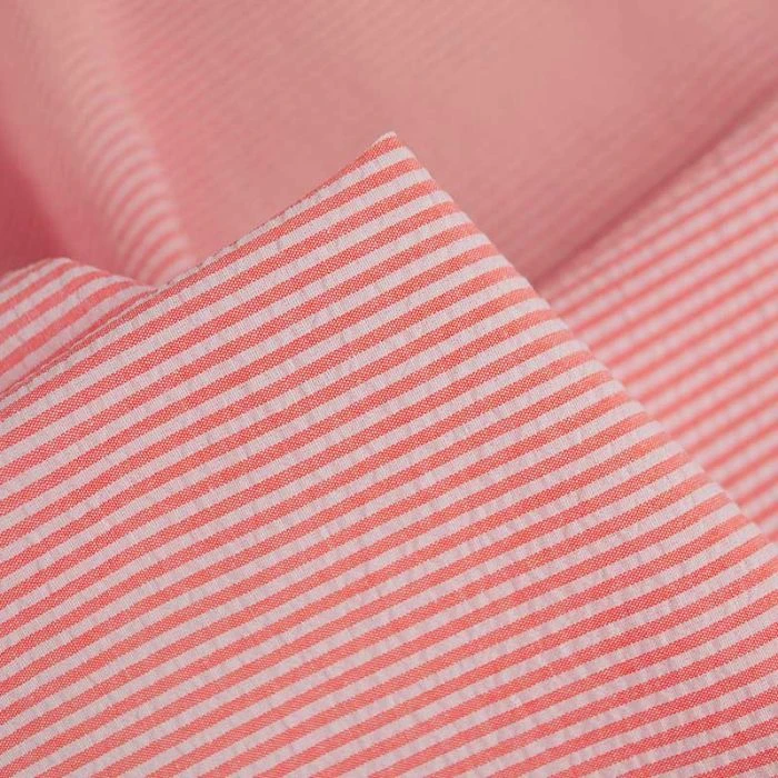 Tissu seersucker rayures oeko-tex - orange
