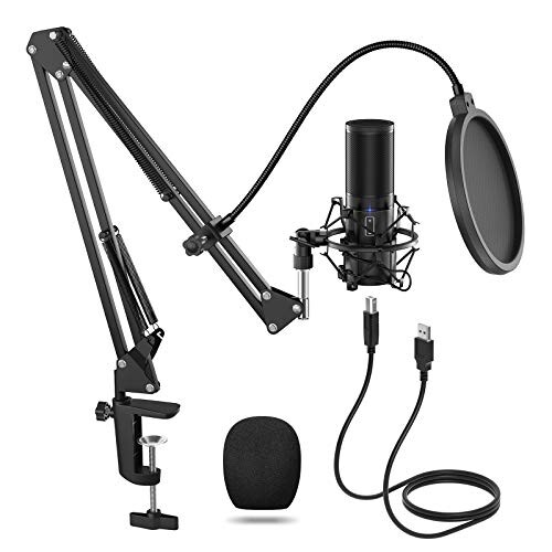 TONOR Microphone à Condensateur USB Enregistrement pour Ordinateur de Bureau et Ordinateur Portable MAC Windows Microphone Cardioïde pour Enregistrement Studio Conversation YouTube Voice Over