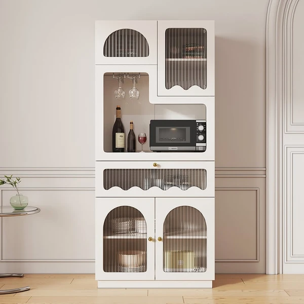 Livraison gratuite sur Armoire de garde-manger autoportante blanche de 1800 mm, petite armoire de rangement pour buffet｜Homary FR
