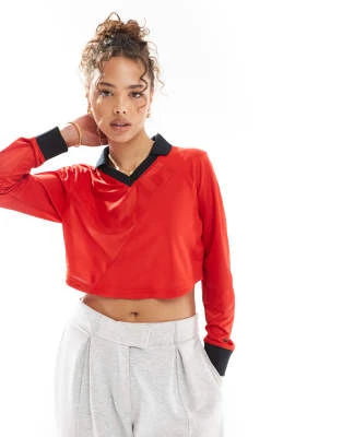 Nike - Street - Top manches longues en jersey - Rouge/noir