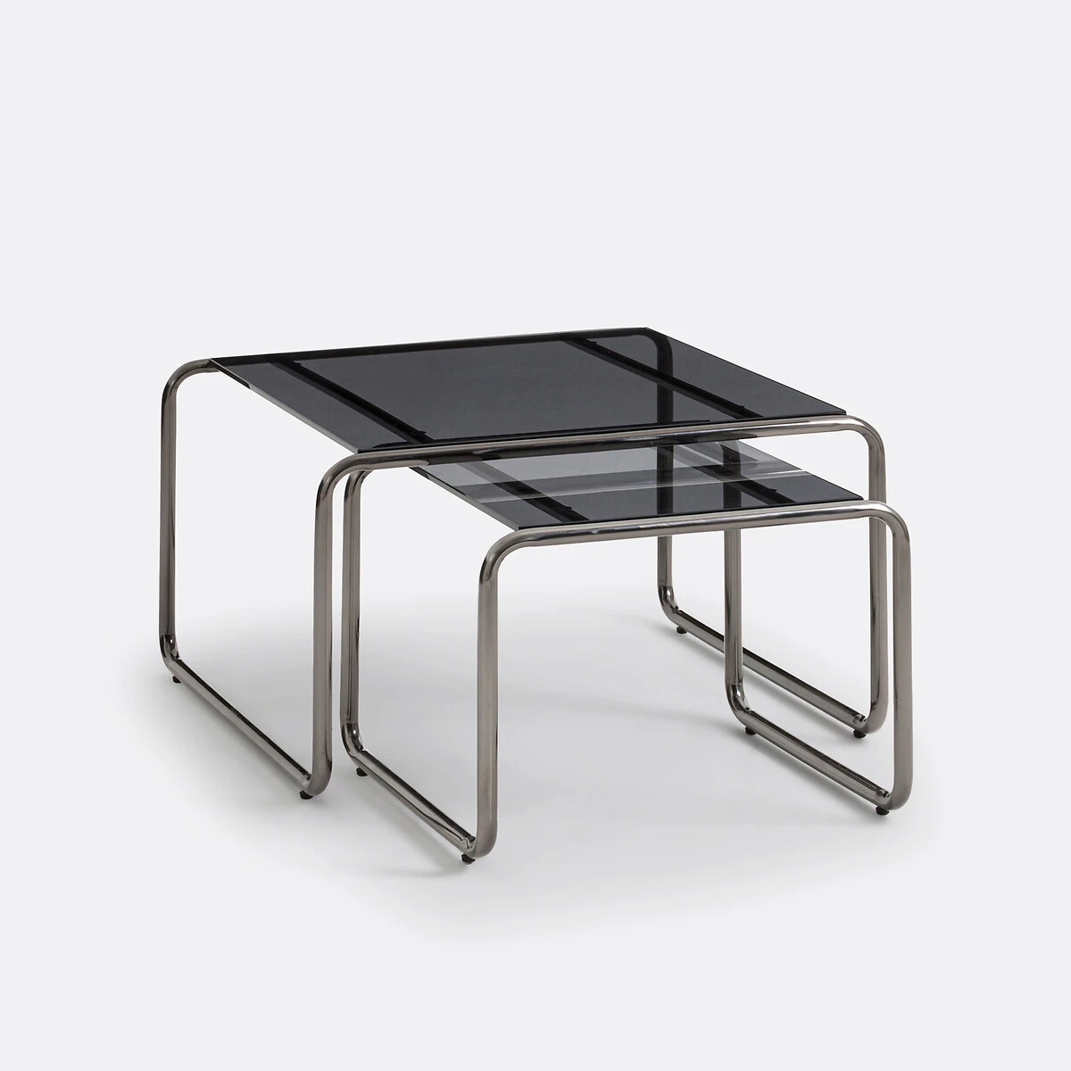 Lot de 2 tables basses en verre trempé, Neso