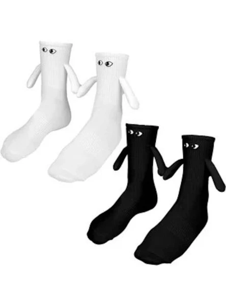 1 pair of Funny Couple Socks, Magnetic Socks Hand Holding Socks Hand in Hand 3D Couple Socks Novelty Show Off Socks Cartoon