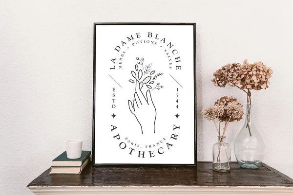 La Dame Blanche Logo Art Poster Print - Outlander Inspired - 11x17 or 8x10