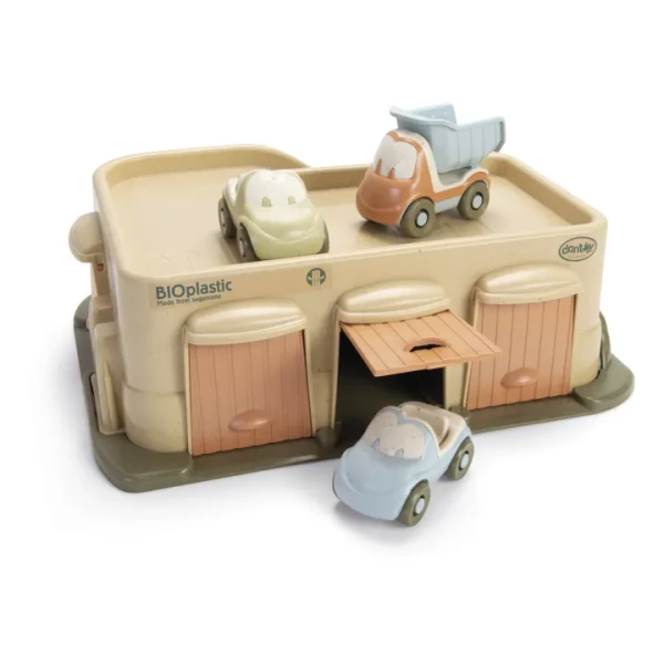 Garage et ses 3 voitures en bioplastique
