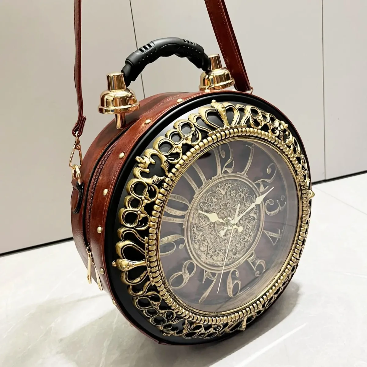 Sacs à main et sacs à main de luxe de styliste, sacs à bandoulière amusants en forme d'horloge, sac rond en cuir pu pour femmes - AliExpress 1524