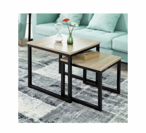 Conforama - Tables basses gigognes - set de 2 - lot de 2 tables d'appoint empilables fbt42-n sobuy® -