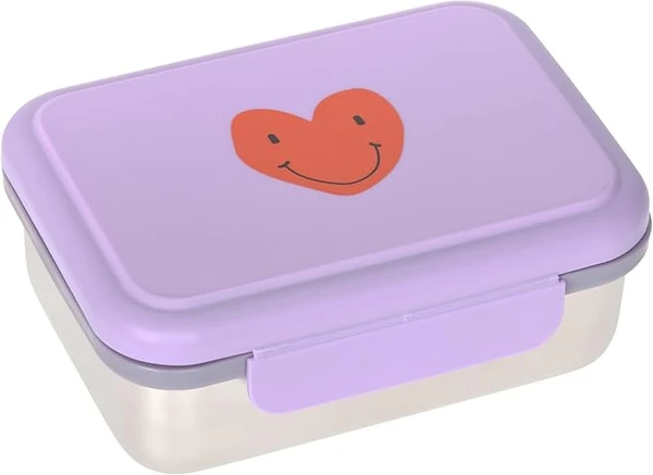 LÄSSIG Boîte à déjeuner pour enfant en acier inoxydable - Durable - Pour maternelle et école - En acier inoxydable - Motif cœur - Violet