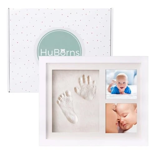 HuBorns - Cadre Empreinte Main Pied Bebe avec Argile Anti-fissuration, Kit Empreinte Bebe pour Cadeau Bebe Naissance, Cadre Empreinte Bébé avec Matériaux de Qualité Idéal comme Cadeau Naissance Fille