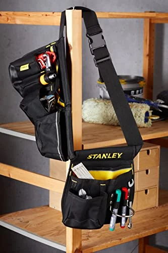 Stanley 1-96-178 Porte Outils en Toile 600 x 600 deniers - Nombreuses Poches - Renforcée avec Rivets en métal - Rembourré Sur l'Arrière pour Plus de Confort - Dimensions 60 x 25,5 x 7,5