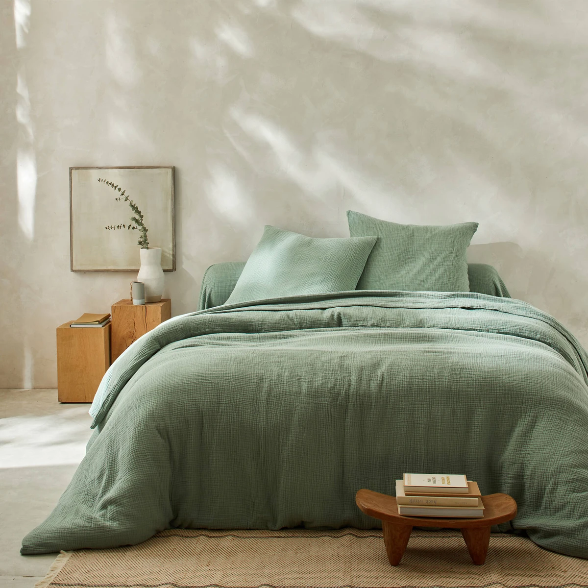 Linge de lit uni en triple gaze de coton