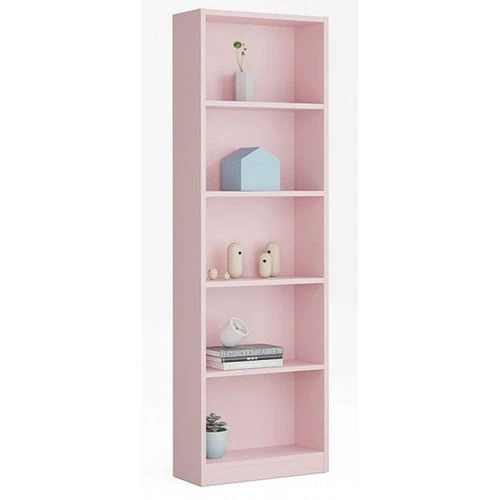 Bibliothèque Avec 5 Étagères Coloris Rose - Dim : H 180 X L 52 X P 25 Cm