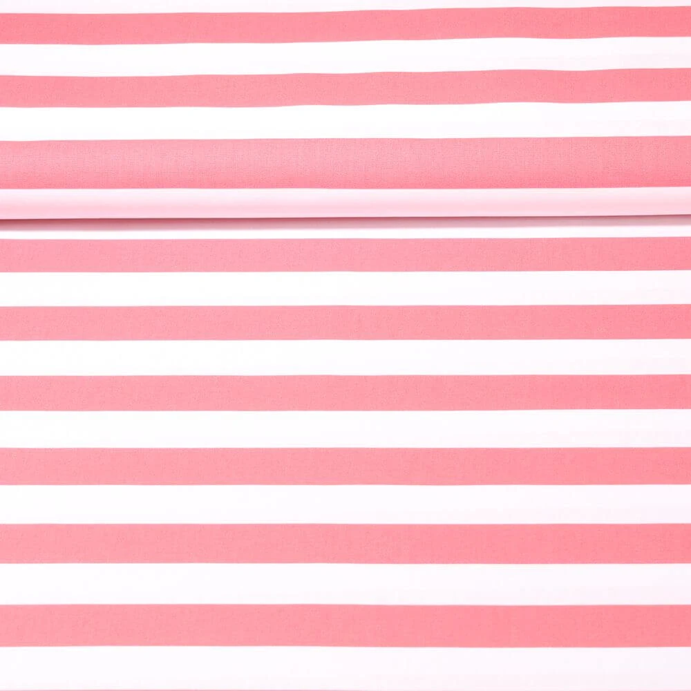 Popeline de coton - Rayures 25mm Rose
