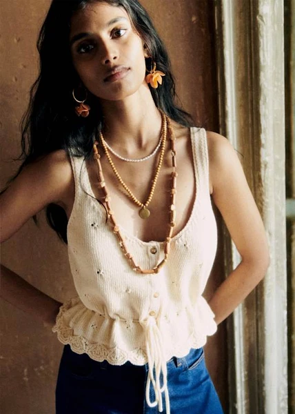 Top Giselle - Crème - Coton biologique - textile biologique - Sézane