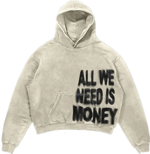 Silver Basic All We Need is Love Women All We Need is Money Y2K Fashion Trendy Sweatshirts Hoodie