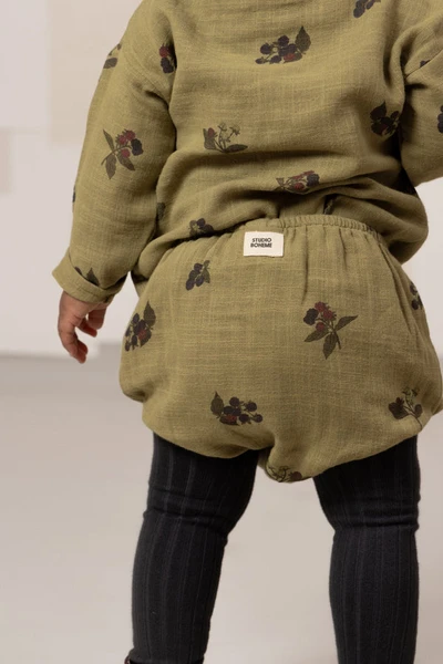 Bloomers for baby organic cotton gauze print blackberries Studio Boheme