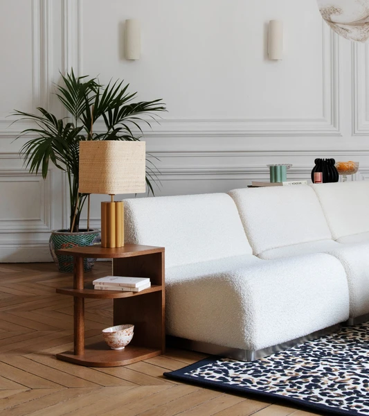 Table d'appoint Opera frêne finition iroko - version droite